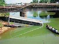 A bus plunged into Pangala river at Katpady on Saturday night.