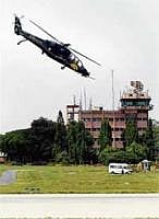 Creating History: HALs Light Combat Helicopter performing at its launch in Bangalore on Sunday. DH Photo