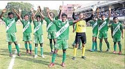 In a different league: HASC players acknowledge the cheers from the crowd after earning  promotion to the I-Leagues Division One. DH Photo