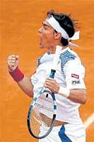 I did it! Italian Fabio Fognini is ecstatic after his win over Frenchman Gael Monfils. Reuters