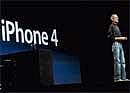Apple CEO Steve Jobs introduces the iPhone 4 during the keynote address at the Apple Worldwide Developers Conference in San Francisco on Tuesday. Jobs shows off the next-generation iPhone that features the ability to shoot and edit high-definition quality video and a crisp higher-resolution screen. AFP