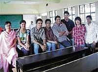 Enjoying: The first year students of PES College.