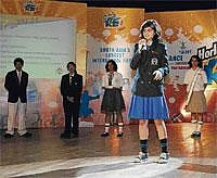 Brilliant:  Vibha Mohan, the winner, with other contestants.