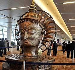 Surya statue in international pier of T3 in Delhi's Indira Gandhi International Airport