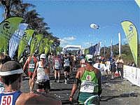 Comrades in unison: Runners pushed themselves to run the full distance.