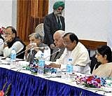 Union Home Minister P Chidambaram chairing the all-party delegation meeting in Srinagar on Monday.  PTI