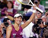 Perfect present:  Japans Kimiko Date Krumm celebrated her 40th birthday by defeating Daniela Hantuchova. AFP