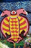 Flower design of Gandabherunda at the flower show being held at Curzon Park in Mysore. dh photo