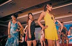 On Ramp: Actor Sadha and others walking the ramp at a fashion show organised to promote the  Kannada film Huduga Hudugi in Mysore.