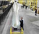 US President Barack Obama at the Siemens Energy wind turbine plant in Fort Madison, Iowa. NYT