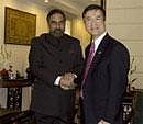 Commerce and Industry Minister Anand Sharma  with U.S. Commerce Secretary Gary Locke before their meeting in New Delhi on  Monday. Reuters