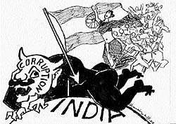 Stark reality: Self-exiled artist M F Hussain's way of expressing his support to Anna Hazare, from Dubai. PTI