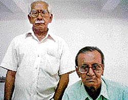 Two of a kind: Maqbool Alam (sitting) with nephew Syed Ghulam Mohammad.