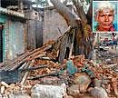 Tragedy: The collapsed wall of a house in Kempegowda Nagar slum which killed Muniyamma (inset) on Monday. DH Photos