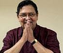 Karnataka Lokayukta N Santosh Hegde gestures on his last day at office in Bangalore on Tuesday. PTI