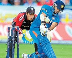 Well-timed: Indias Parthiv Patel executes a sweep en route to his fluent 95 against England in the first one-dayer at  Chester-le-Street  on Saturday. Heavy rains forced the abadonment of the match. AFP