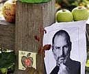 A memorial outside Steve Jobs house in Palo Alto, California. AP