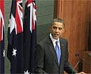 U.S. President Barack Obama addresses the Australian Parliament in Canberra, Thursday, AP