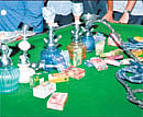 The five hookahs and other items seized at the Seven Hills Snooker Club.