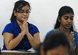 Students at Pre-University exams at Surana College in Bangalore .KPN
