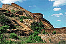 imposing Bhasmangis fortress. (Below) One of the  escape routes inside the fortress. Photos by the author