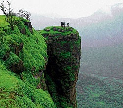 heaven on earth (From top) The scenic beauty of Matheran; (Photos by authors) heritage train huffing up to Matheran; sunset over Prabal Garh.
