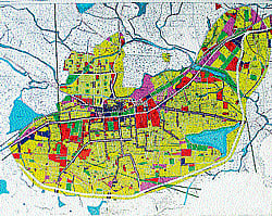 A blueprint of bypass road that passes on the outskirts of Mandya. dh photo