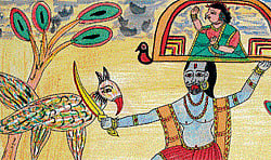 colourful A Pinguli Chitragathi artwork on display.