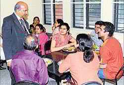happier times A file photo of the vice-chancellor and professor of law, R Venkata Rao interacting with the students when the college reopened in June.