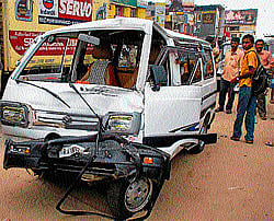 The damaged Omni Van in Hassan. dh photo