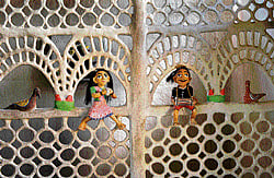 Chance discovery: Folk art practised by Sona Bai (bottom) is instantly appealing for its originality; (below) the natural beauty of Puhputra. Photos by author