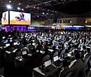 Participants take part in the 'Windows AppFest', a marathon coding for 18 hours by more than 3500 software developers organised by Microsoft in Bangalore on September 21, 2012. AFP
