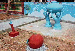 standing up: The rainwater harvest park under construction on the premises of the Deputy Commissioner's office in Kolar. dh photo