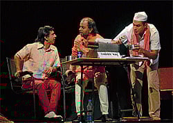 theatrical A moment from the play Do Mastane by ex-IIT students.