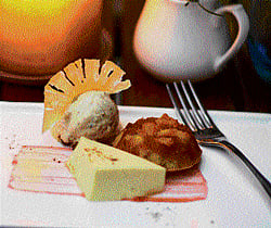 SWEET TEMPTATIONS: Toffee (left) and pineapple desserts. Pic COURTESY OLIVE BEACH.