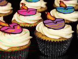 Innovative: Photo cupcakes with images of diyas, Happy Diwali, the shubh laabh symbol symbols are available in markets.