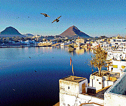 Visit: Lake Pushkar, near the only Brahma temple in the world.
