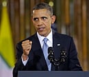 U.S. President Barack Obama delivers his speech at Yangon Universitys Convocation Hall in Yangon, Myanmar, Monday, Nov. 19, 2012. In a historic trip to a long shunned land, Obama on Monday showered praise and promises of more U.S. help to Myanmar if the Asian nation keeps building its new democracy. 'Our goal is to sustain the momentum,' he declared with pride as the first U.S. president to visit here. AP