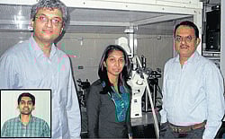 (From left) Rajesh Ganapathy, K Hima Nagamanasa and  A K Sood. Inset: Shreyas Gokhale.