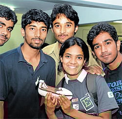 Creative minds students displaying their model.