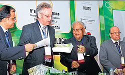 Sir Richard Friend, Cavendish Professor of Physical Sciences, releases the book Nano Companies in India, at the fifth edition of Bangalore&#8200;Nano on Thursday. dh photo