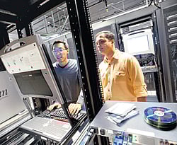 Security researchers Eric Chien, left, and Vikram Thakur at Symantec, where Chien has been tracking ransomware schemes, in Culver City, California. NYT