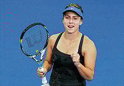 Upset artist: Ksenia Pervak celebrates her win over Caroline Wozniacki on Monday. aFp