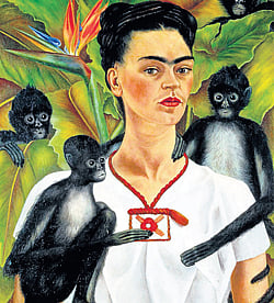 distinct Fridas Self-Portrait with Monkey.