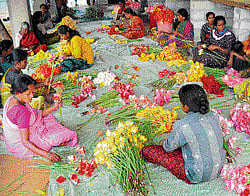 scent of success Stalks of flowers being separated for packing later.