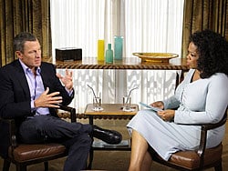 Cyclist Lance Armstrong is interviewed by Oprah Winfrey in Austin, Texas, in this January 14, 2013 handout photo courtesy of Harpo Studios. REUTERS