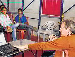 Keen (Extreme right): Aaron Koenig at the opening ceremony.
