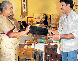 interested A visitor at the exhibition.