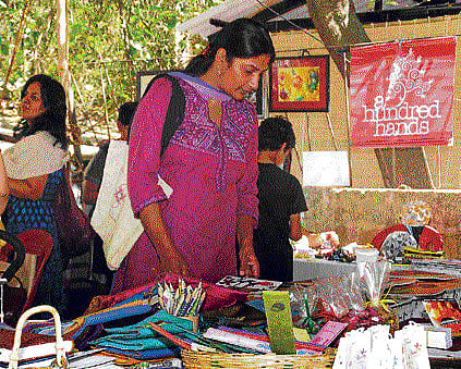 Varied: A visitor browsing through the products.