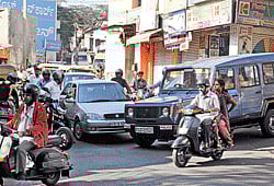 Traffic blocks in residential areas have increased. DH PHOTO BY S K DINESH